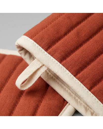 Zovon Oven Mitt and Pot Holder Set of 4 Terracotta - Detail view