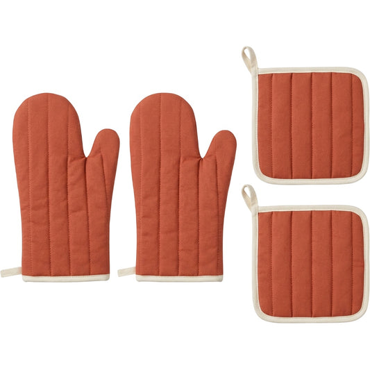 Zovon Oven Mitt and Pot Holder Set of 4 Terracotta - Product view