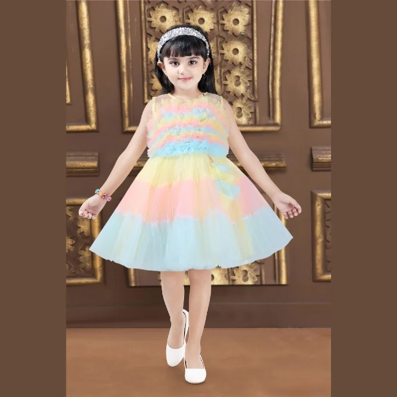 Party Wear Baby Girl Frock With Layered Pattern