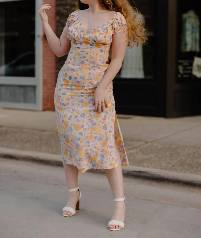 Floral Dress In Tangerine