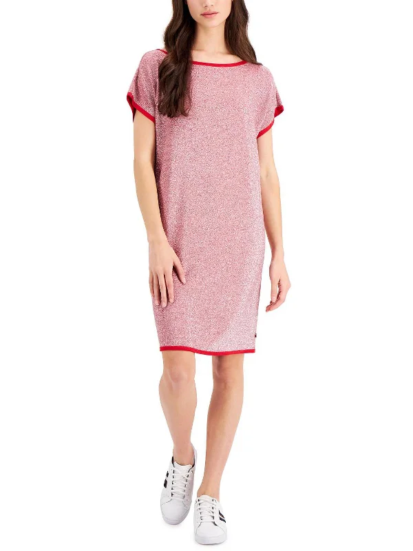 American Highlands Womens Metallic Mini Shift Dress