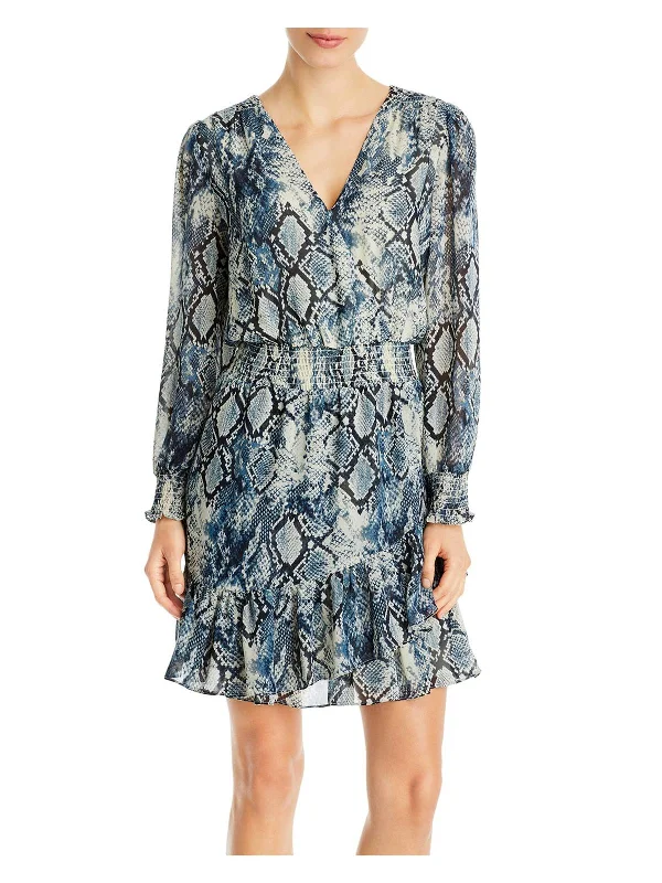 Womens Snake Print Short Mini Dress