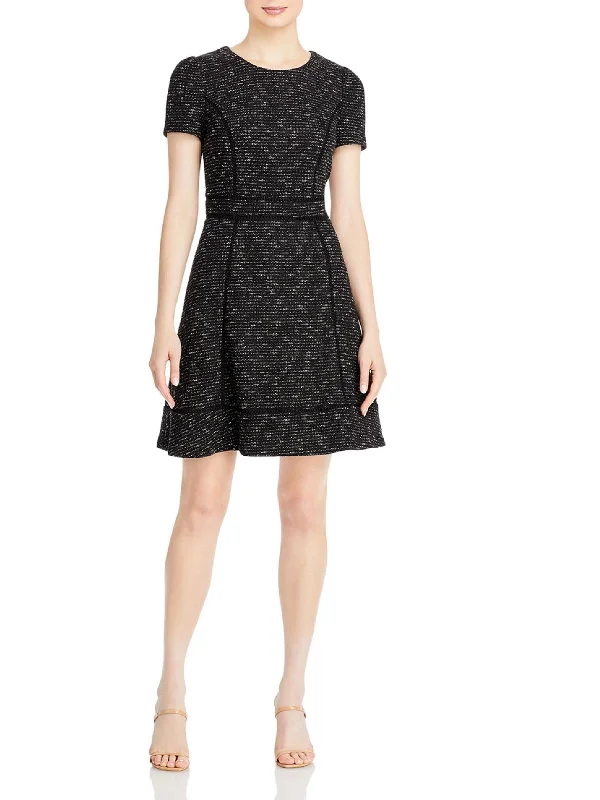 Womens Tweed Mini Fit & Flare Dress