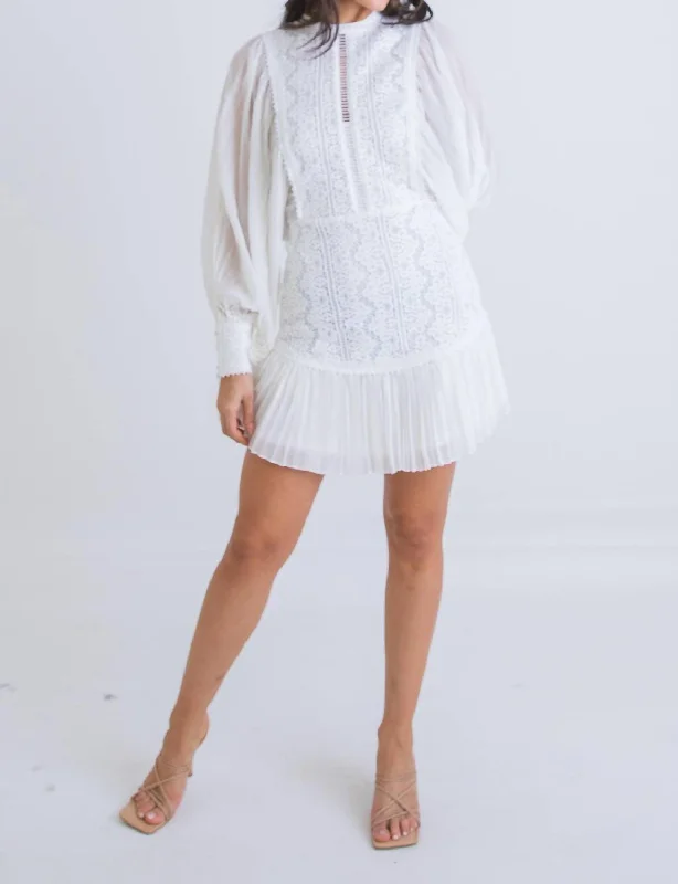 Solid Chiffon Crochet Dress In White