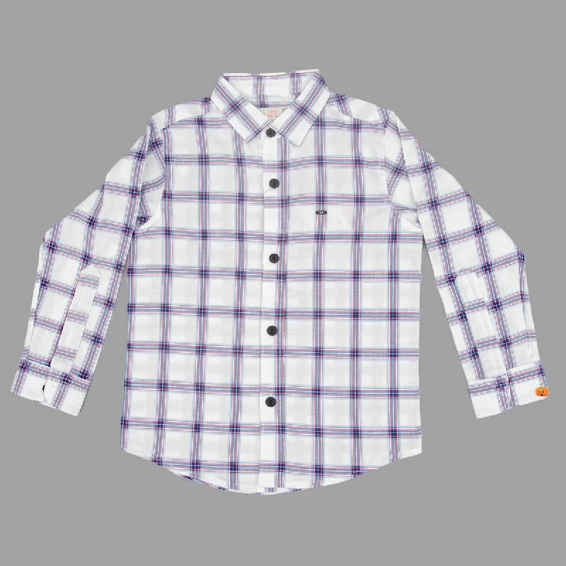 White Checks Patterns Shirt for Boys