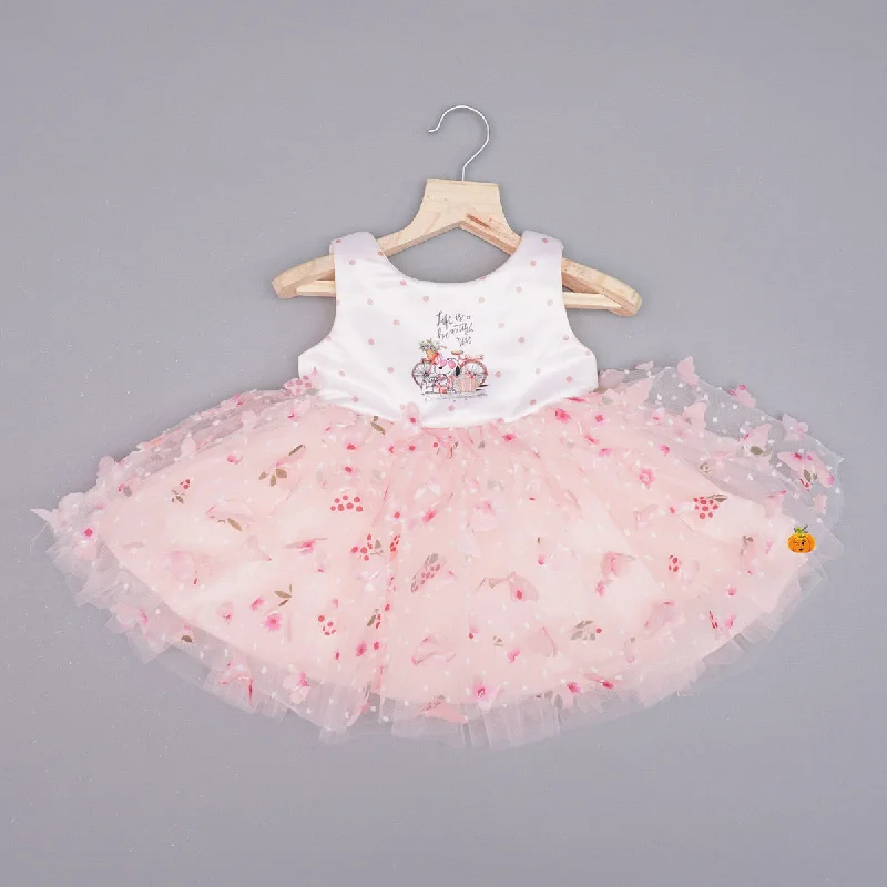 Peach Butterfly Scattered Baby Frock