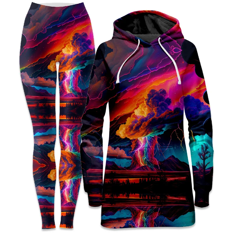 Rainbow Storm Hoodie Dress and Leggings Combo