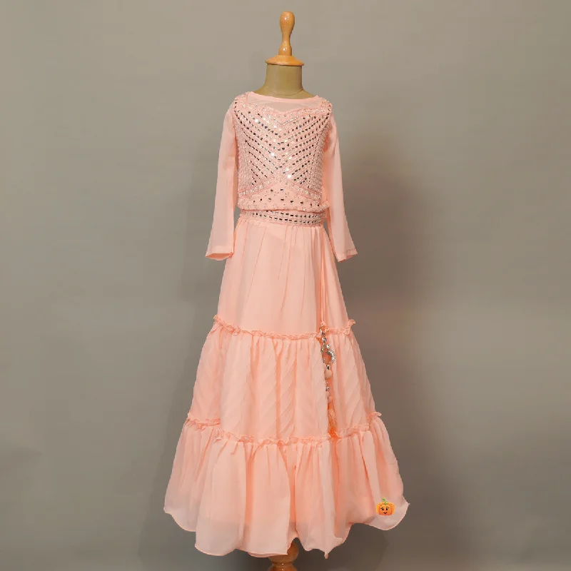 Peach Girls Lehenga Choli