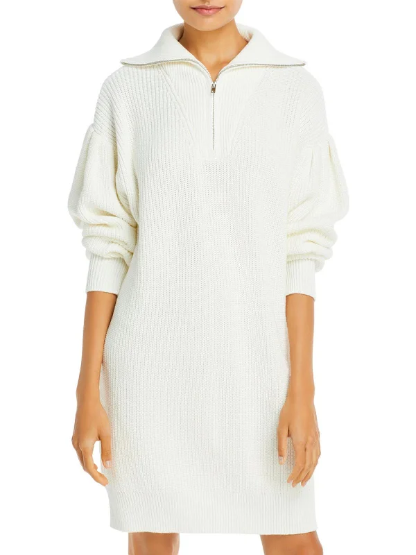 Womens 1/4 Zip Mini Sweaterdress