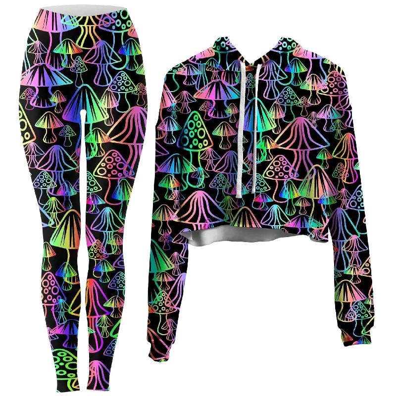 Magic Mushrooms Crop Hoodie and Leggings Combo