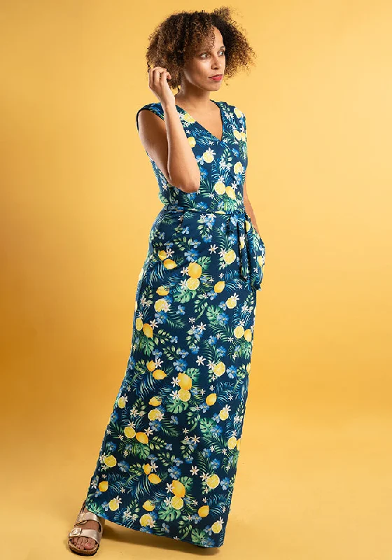 Citra Lemons & Palms Print Maxi Dress