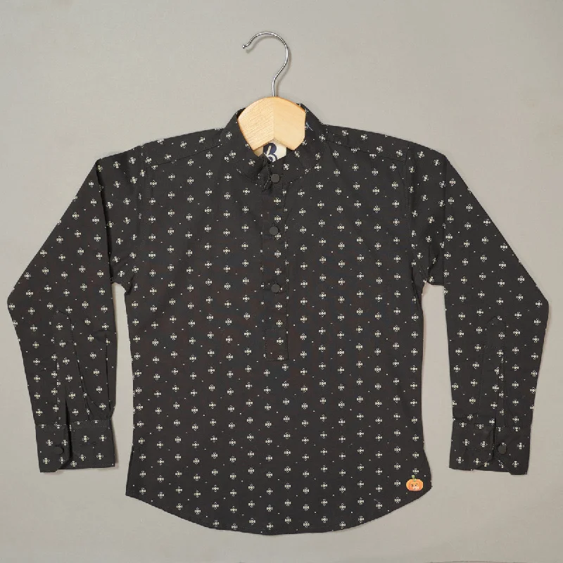 Black Solid Printed Shirt for Boys