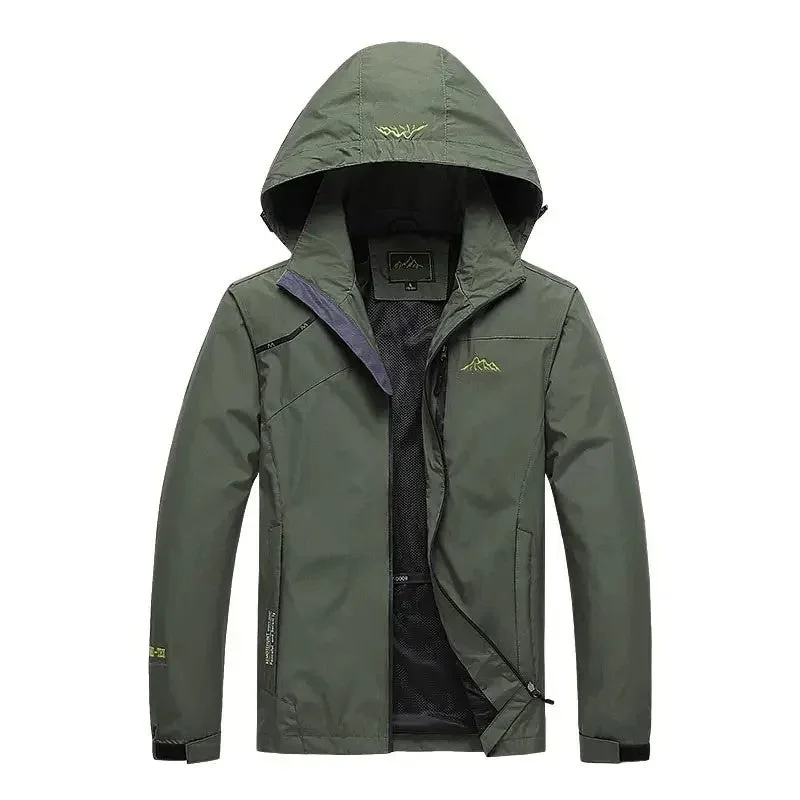 Hiking Jacket With Front Zip Detachable Hood 3 Pockets