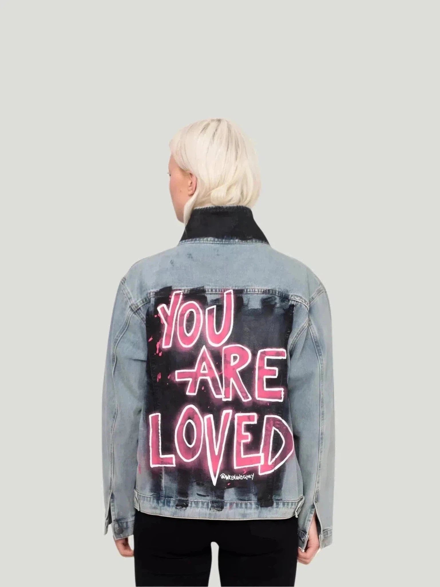 Wren + Glory '4EVA LOVED' Hand Painted Denim Jacket