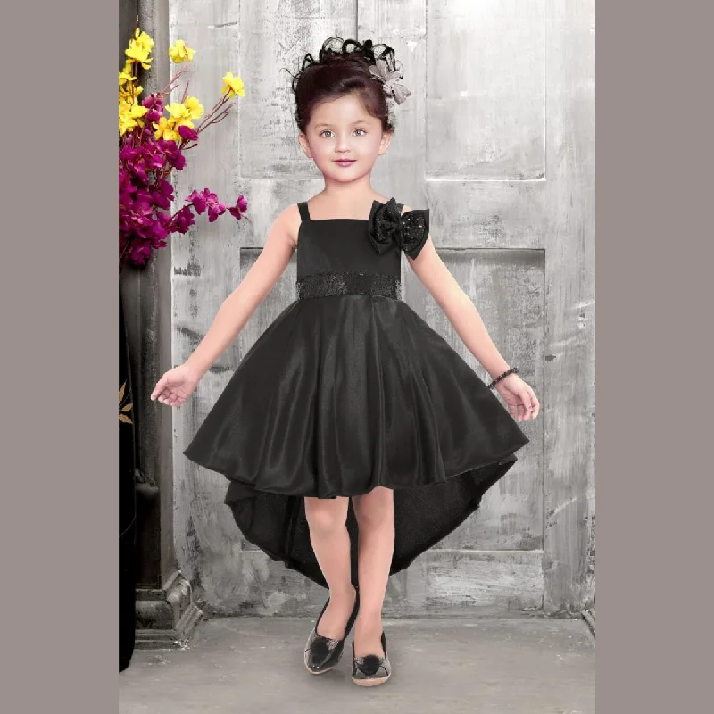 High Low Pattern Party Wear Girls Frock with Bow