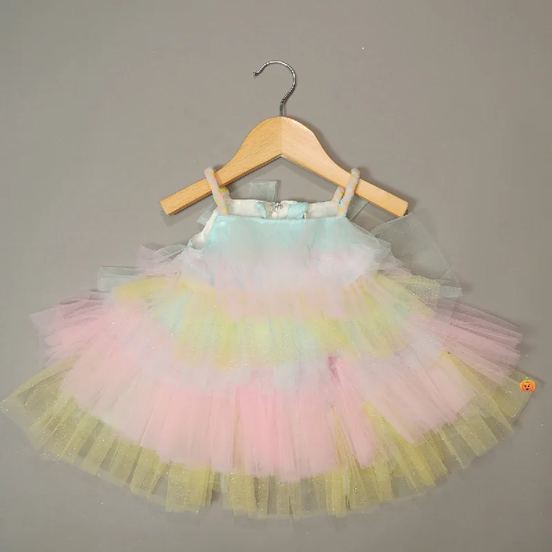 Party Wear Baby Girls Frock with Layered Pattern