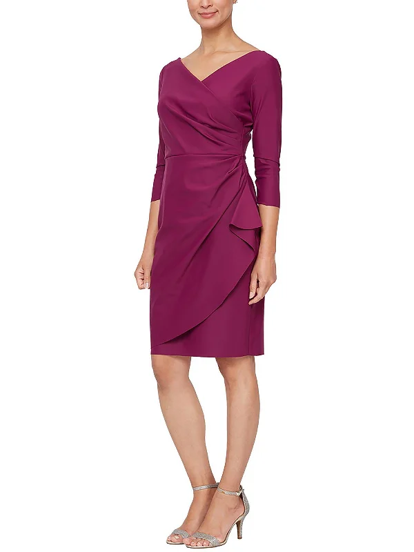 Womens Surplice Mini Sheath Dress