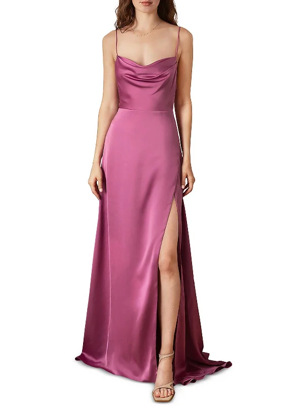 Womens Cowl Neck Long Evening Dress