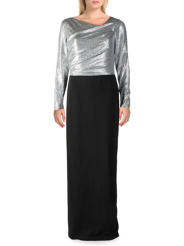 Womens Metallic Two Tone Evening Dress