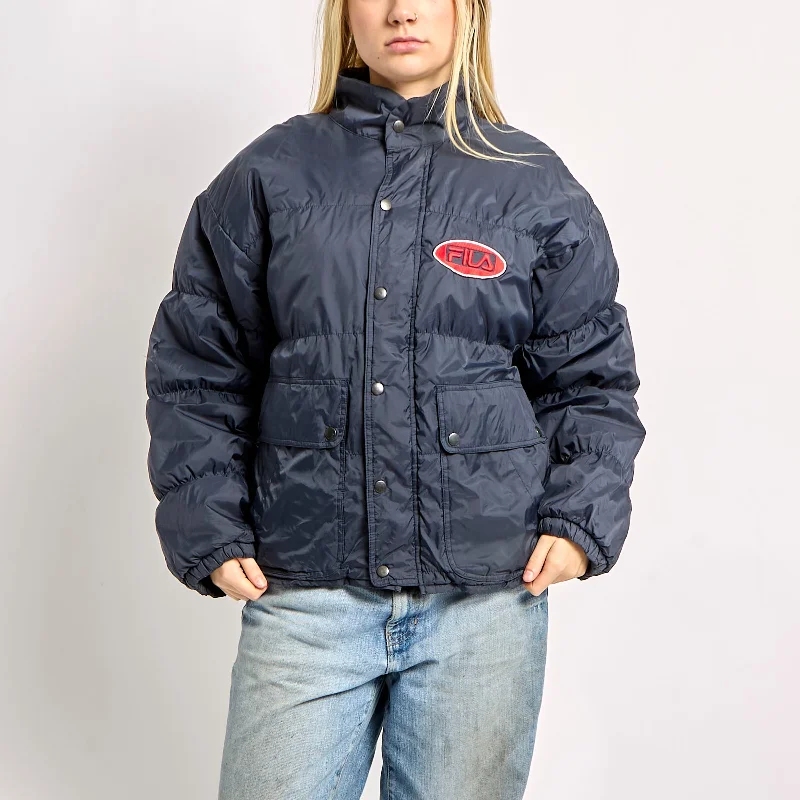 Fila Buttoned Puffer Coat With Front Pockets - L