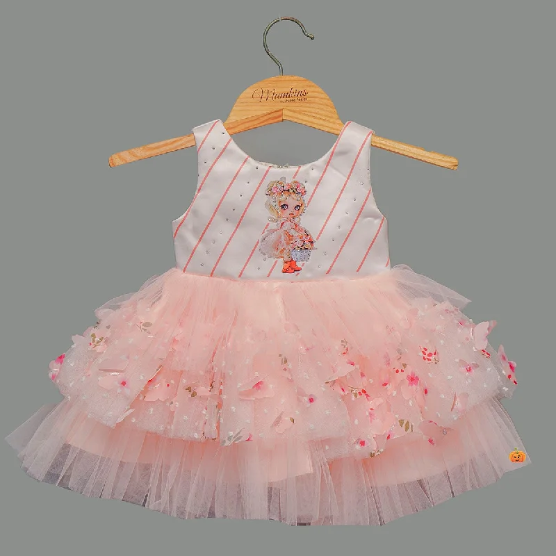 Peach Layered Baby Frock