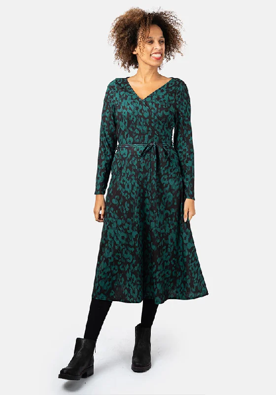 Avi Green Animal Print Midi Dress