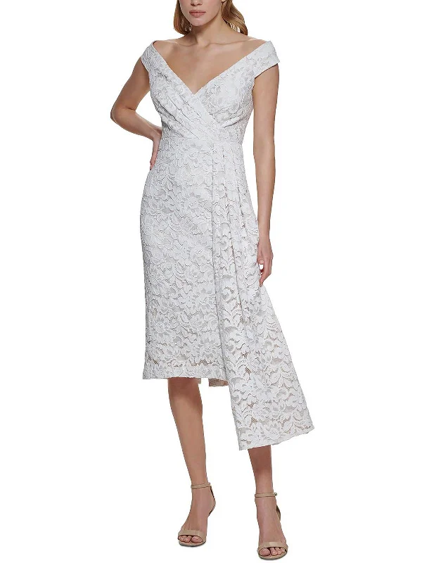 Womens Lace Off-The-Shoulder Cocktail and Party Dress