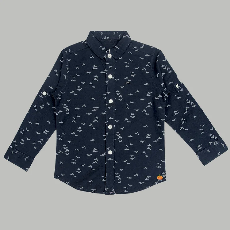 Navy Blue Printed Shirt for Boys