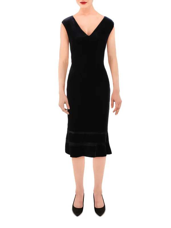 Beekman Womens Velvet V-Neck Cocktail Dress