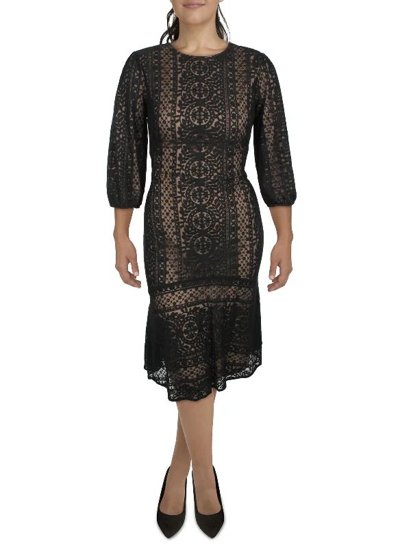 Womens Lace Midi Cocktail and Party Dress