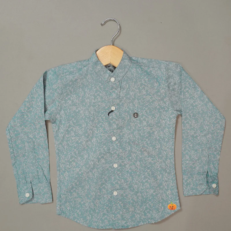 Blue Full Sleeves Printed Shirt for Boys