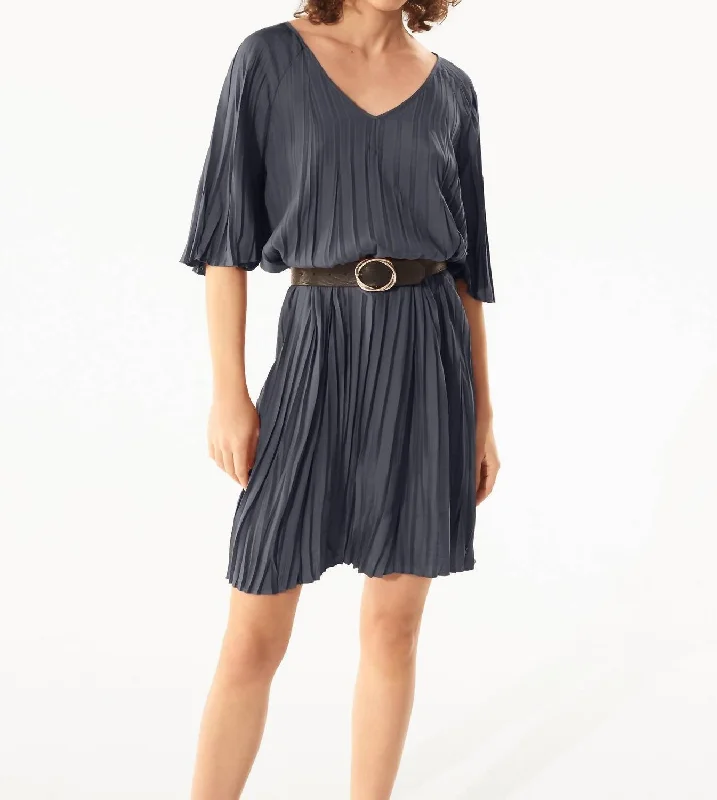 Pleated Dress In Denim