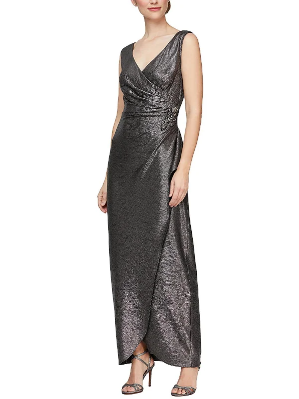 Plus Womens Embellished Maxi Evening Dress