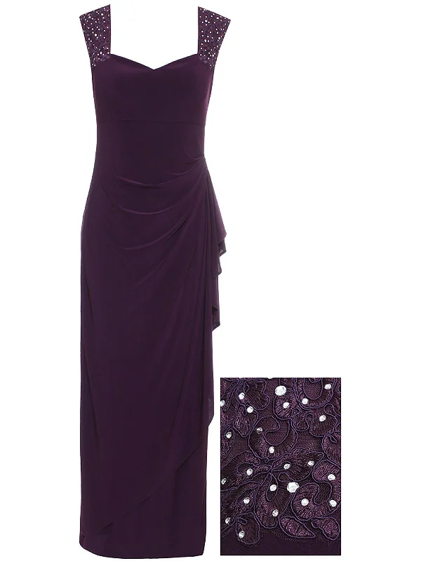 Womens Embellished Maxi Evening Dress