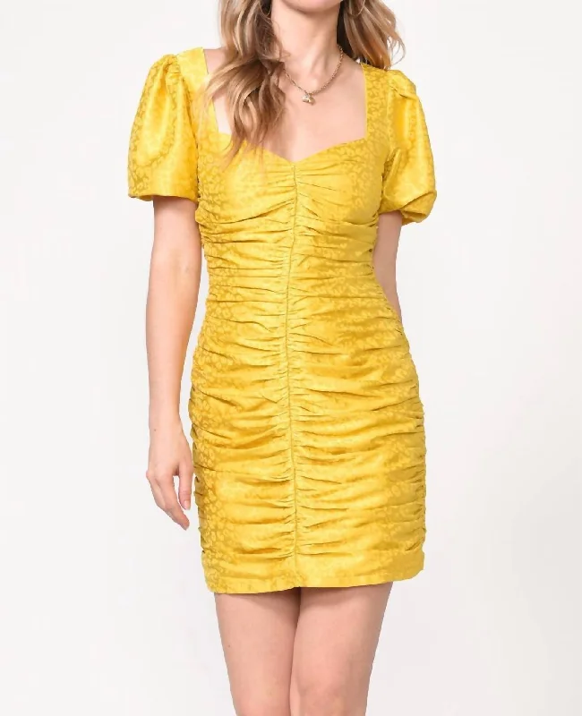 Nissa Ruched Dress in Honeycomb