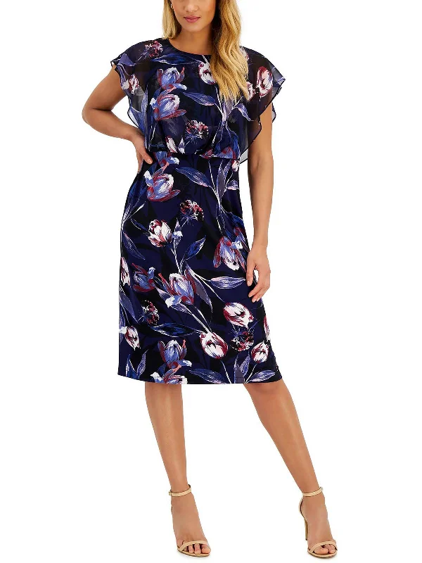 Womens Round Neck Midi Midi Dress