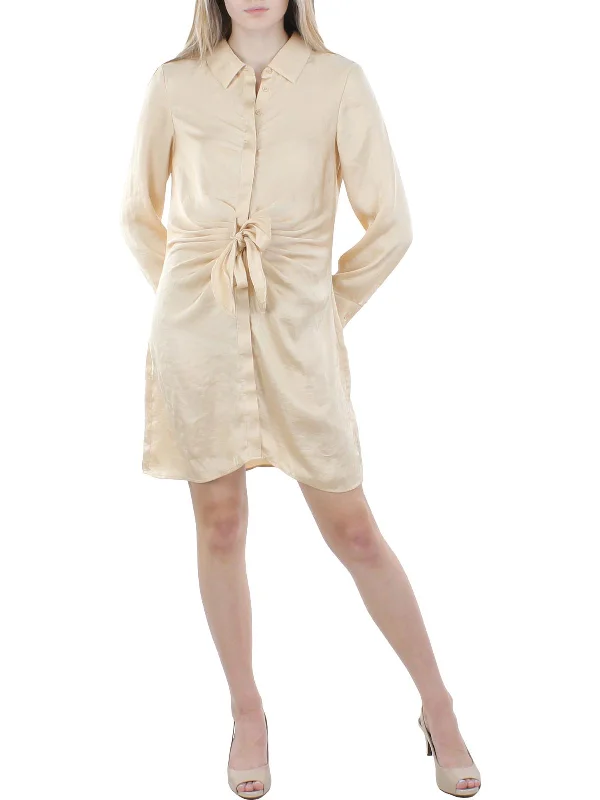 Womens Satin Mini Shirtdress