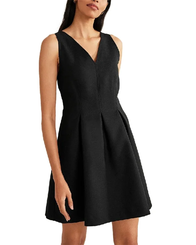 Boden V-Neck Wool-Blend Skater Mini Dress