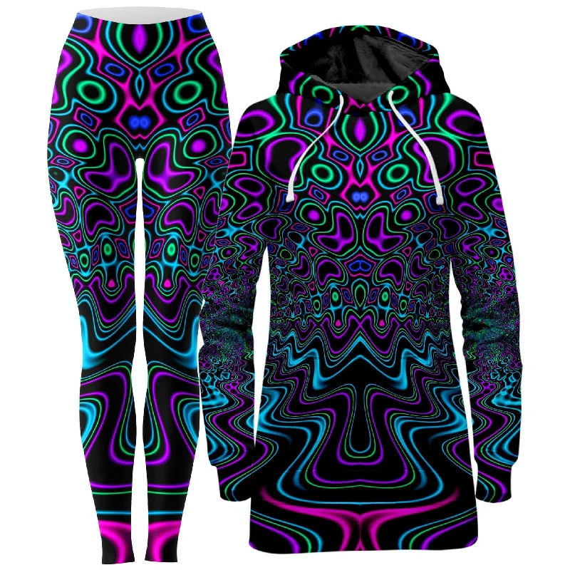 Fractal River Hoodie Dress and Leggings Combo