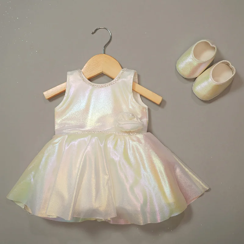 Cream Party Wear Baby Frock