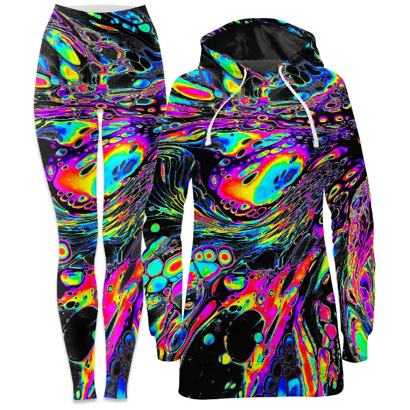 Rainbow Magma Hoodie Dress and Leggings Combo