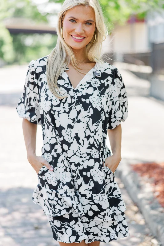 Get What You Love Black Floral Dress