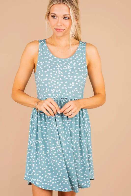 On Your Radar Dusty Blue Babydoll Dress