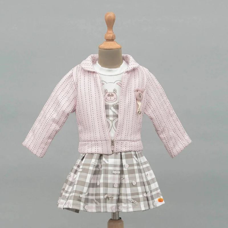 Pink Winter Skirt and Top for Kids with Jacket