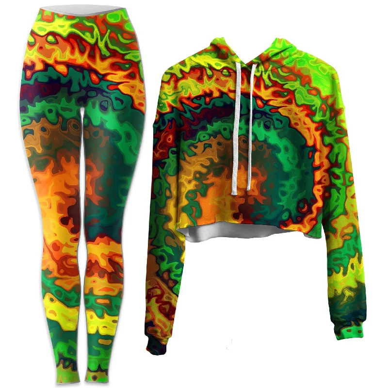 Abstract Rotation Crop Hoodie and Leggings Combo