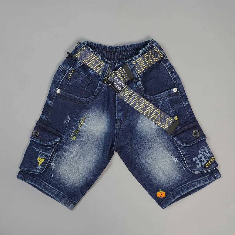 Blue Denim Shaded Shorts for Boys