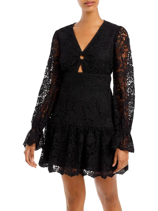 Womens Lace Mini Fit & Flare Dress