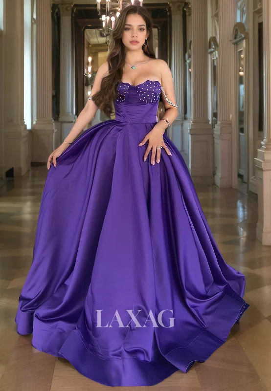 22235 - A-Line Off Shoulder Beaded Party Prom Formal Evening Dress