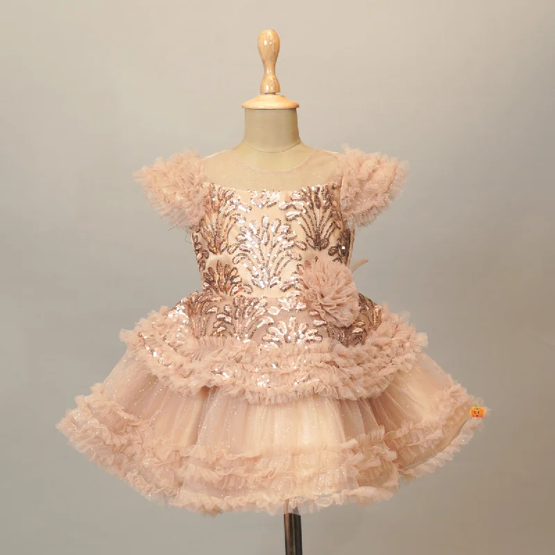 Party Wear Baby Frock with Sequin Design