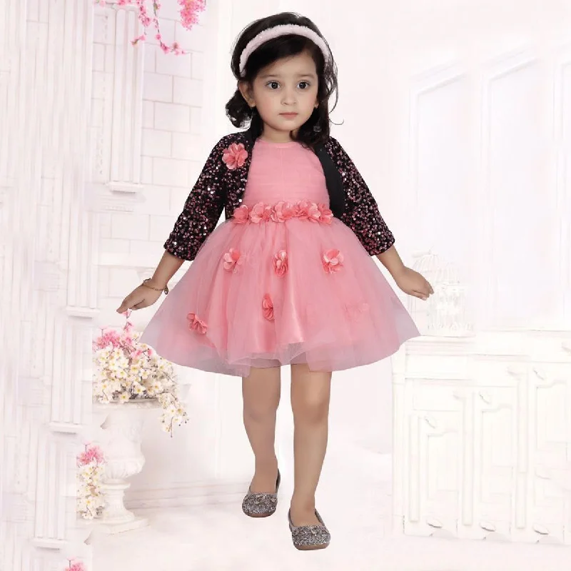 Sequins Party Wear Kids Frock with Jacket